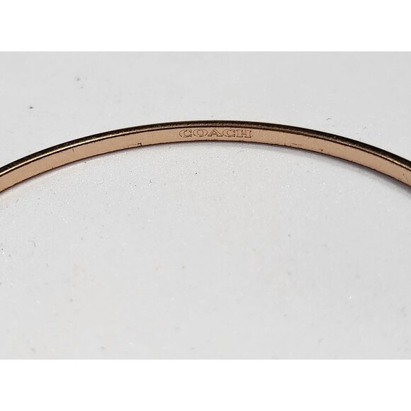 Coach Gold Tone Wishbone Charm Bangle Bracelet W/Crystal - Picture 6 of 7